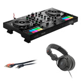 Hercules DJControl Inpulse 500 DJ Software Controller with Polsen HPC-A30-MK2 Monitor Headphones & Mini to 6' RCA Cable Bundle