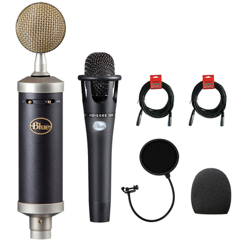 Blue Baby Bottle SL Studio Condenser Microphone with Blue Microphones enCORE 300 Mic, Foam Windscreen, XLR Cable & Pop Filter Bundle