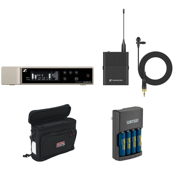 Sennheiser EW-D ME2 SET Digital Wireless Omni Lavalier Microphone System (R1-6: 520 to 576 MHz) Bundle with Rapid Charger and Wireless System Bag