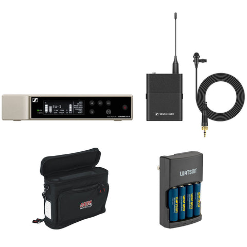 Sennheiser EW-D ME2 SET Digital Wireless Omni Lavalier Microphone System (R1-6: 520 to 576 MHz) Bundle with Rapid Charger and Wireless System Bag