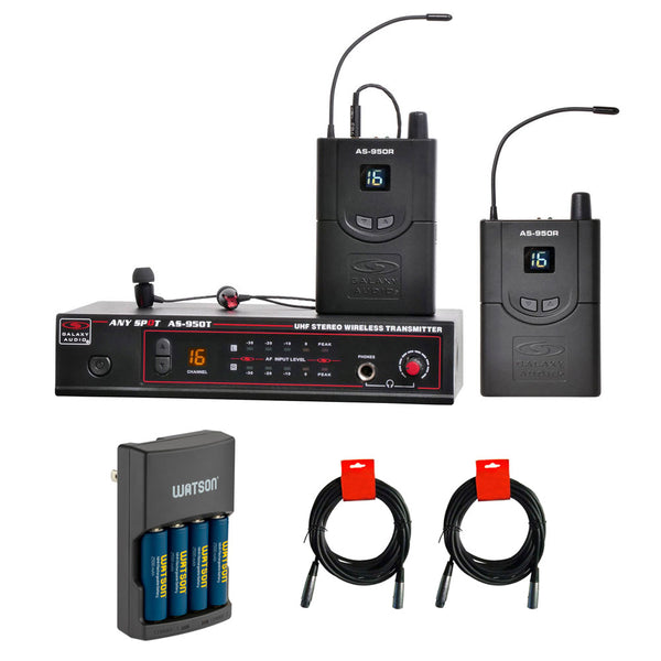 Galaxy Audio AS-950-2N Wireless In-Ear Twin Pack Monitor System with Rapid Charger & 2x XLR-XLR Cable Bundle