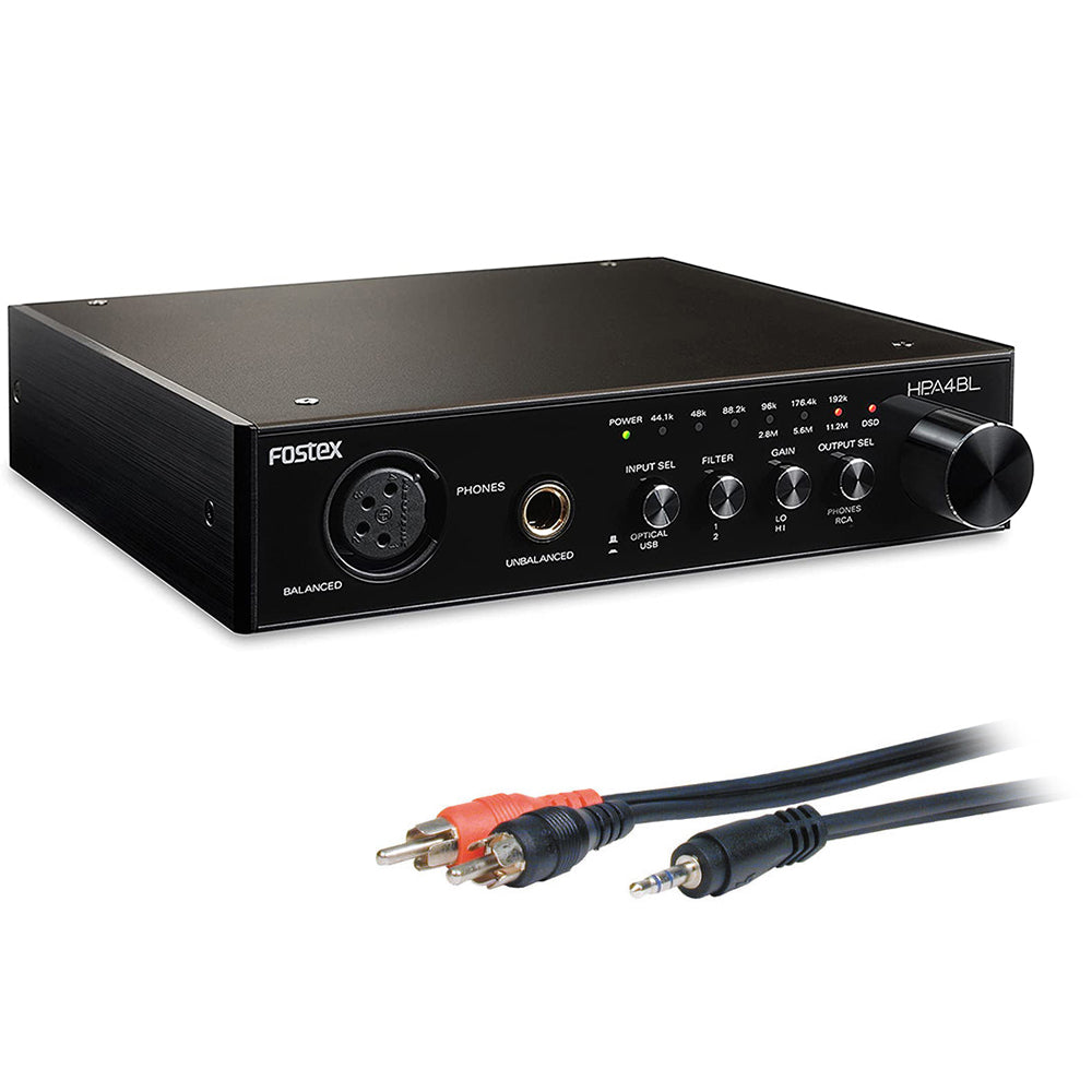 Fostex HP-A4 24-Bit Digital to Analog Converter/Headphone Amplifier Bundle  with 3.5mm Stereo Mini Plug To 2 RCA Plugs Audio Cable