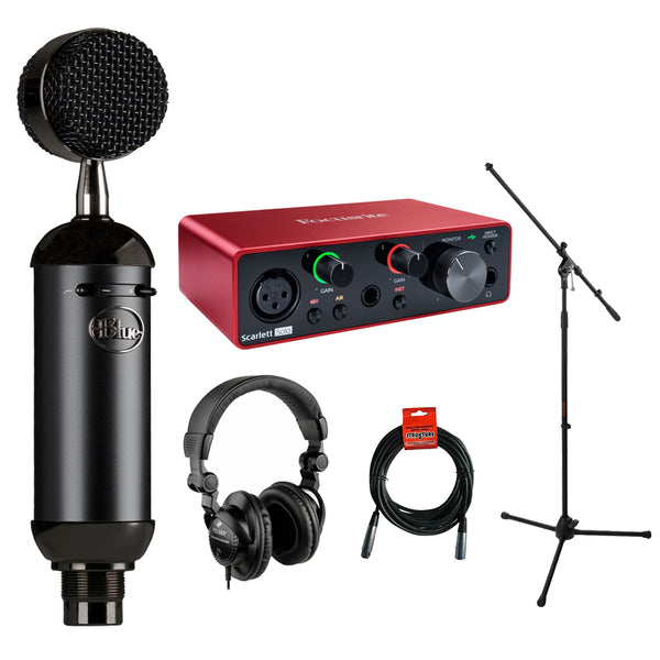 Blue Blackout Spark SL XLR Condenser Microphone with Focusrite Scarlett Solo Audio Inteface (3rd gen), Headphone, Mic stand & XLR Cable Bundle