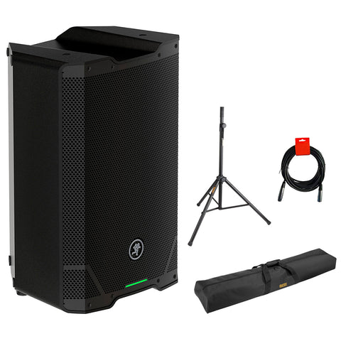 Mackie SRT210 Two-Way 10" 1600W Powered Portable PA Speaker Bundle with Auray Stand Speaker Bag, Stand & XLR Cable