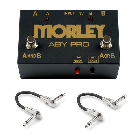 Morley ABY Pro 2-Button ABY Signal Switcher Pedal with 2x 6' Pro Phone to Phone (1/4") Cables Bundle