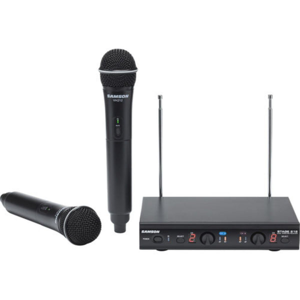 Samson Stage 212 Handheld Dual-Channel Wireless System with (2) Q6 Dynamic Microphones (E Band), Black (SWS212HH-E)