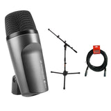 Sennheiser E602 II Cardioid Instrument Microphone with MS-5220T Tripod Microphone Stand & 20' XLR-XLR Cable Bundle