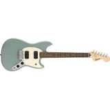 Squier Bullet Mustang HH Electric Guitar, Sonic Gray, Laurel Fingerboard (0371220548) Bundle with Classic Celluloid Guitar Picks, 12-Pack, Professional Instrument Cable and Logo Guitar Strap.