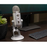 Blue Yeti Silver Plus Pack Professional Multi-Pattern USB Microphone for Recording & Streaming with Software Bundle, Polsen Studio Monitor Headphones and Pop Filter