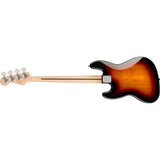 Squier by Fender Affinity Series Jazz Bass, Maple fingerboard, (3-Color Sunburst) Bundle with Fender Mustang Micro Headphone Amp, Guitar Strap, 10ft Instrument Cable, FT-1 Clip-On Tuner, Picks, and Headphone