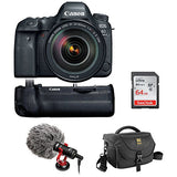 Canon EOS 6D Mark II DSLR Camera with 24-105mm f/4L II Lens, Canon BG-E21 Battery Grip, Journey 34 DSLR Shoulder Bag, BY-MM1 Shotgun Video Microphone & 64GB Memory Card