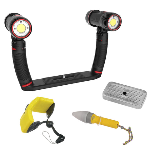 SeaLife Sea Dragon Duo 6000F Underwater Light Set with Floating Wrist Strap, Nano Spotter & Silica Gel Metal Case Bundle