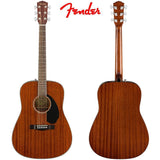 Fender CD-60S Dreadnought Acoustic Guitar (Walnut Fingerboard, All-Mahogany) Bundle with Fender Classic Celluloid Guitar Medium 12-Pack Picks 351 Shape and Fender 2" Guitar Straps