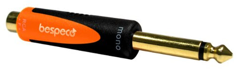 Bespeco 1/4" Mono Male to RCA Female Adapter (Black/Orange)