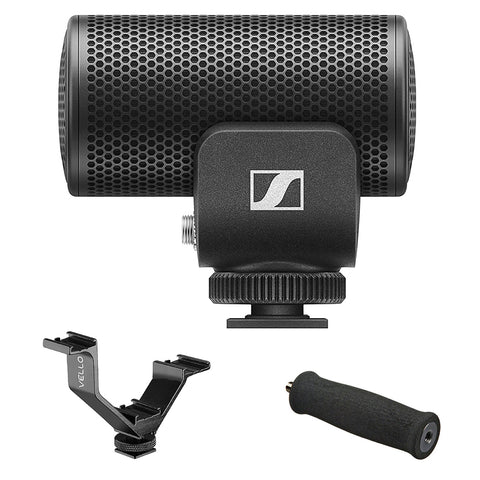 Sennheiser MKE 200 Ultracompact Camera-Mount Directional Microphone with Mic Pistol Grip & Shoe Bracket Bundle