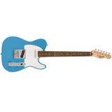 Squier Sonic Telecaster Electric Guitar, with 2-Year Warranty, California Blue, Laurel Fingerboard Bundle with Fender Logo Guitar Strap Black, Fender 12-Pack Celluloid Picks, and Straight/Angle Instrument Cable