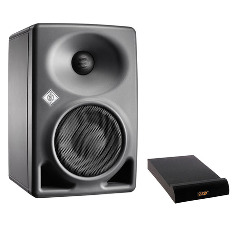 Neumann KH 80 DSP 4" + 1" Active 2-Way Studio Monitor (Gray, Single) with IP-M Isolation Pad, Medium Bundle