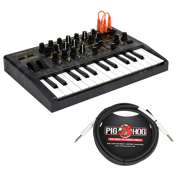 Arturia MicroBrute Analog Synthesizer Creation Edition with Pig Hog 10ft 1/4" 8mm Instrument Cable Bundle