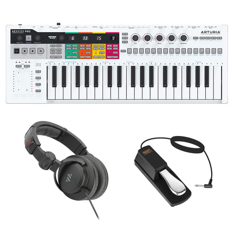 Arturia KeyStep Pro 37-key Keyboard Controller & Sequencer with Studio Monitor Headphones & Sustain Pedal Bundle
