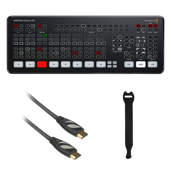 Blackmagic Design ATEM Mini Extreme ISO Bundle with HDMI Cable with Ethernet & 10-Pack Straps