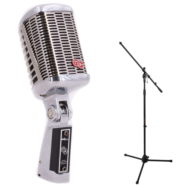 CAD A77USB SuperCardioid Dynamic Side Address Vintage Microphone with USB Connection Bundle with Auray MS-5230F Tripod Mic Stand