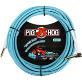 Pig Hog Vintage-Series Woven Instrument Cable (Daphne Blue, 20', Right Angle), 2-Pieces Bundle