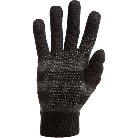 Freehands Women's Stripe Wool Knit Gloves Black Medium