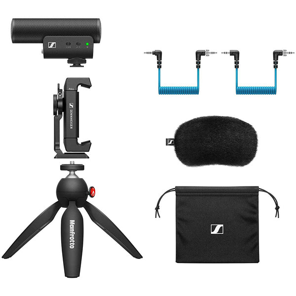 Sennheiser MKE 400 Mobile Kit Camera-Mount Shotgun Microphone with Smartphone Recording Bundle