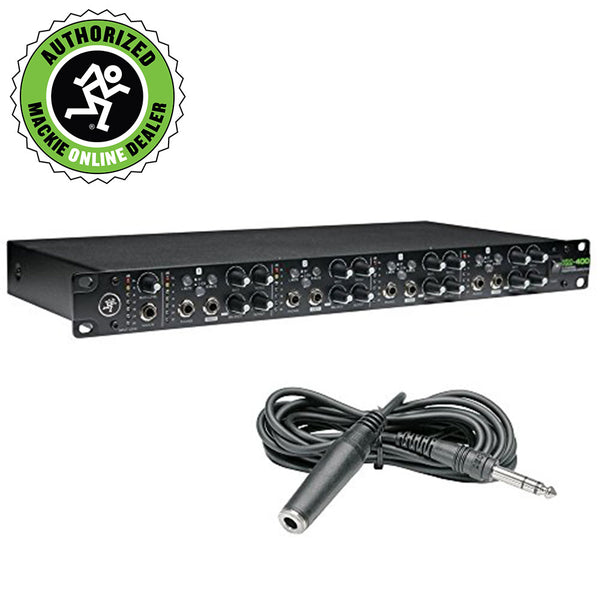 Mackie HM-400 Rack-Mountable, 4-Channel Headphone Amplifier with Stereo 1/4" Female Phone to 1/4" Male Phone TRS Headphone Extension Cable 10'