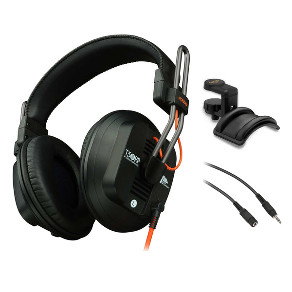 Fostex RPmk3 Series T50RPmk3 Stereo Headphones (Semi-Open Type) with Headphone Holder, Padded Cradle & Adjustable Angle plus Stereo Mini Male to Female Extension Cable 25' Bundle
