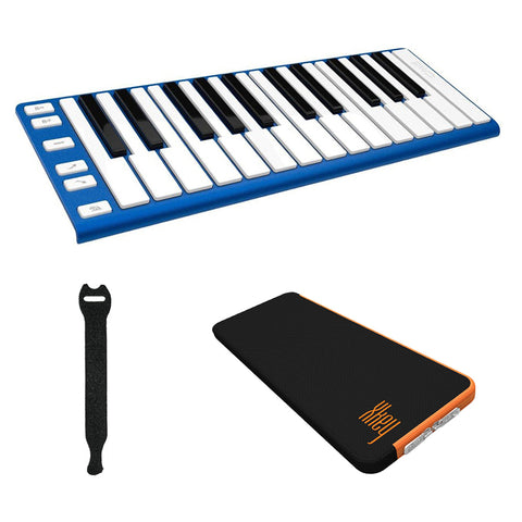 CME XKEY 25 Midi Controller (Blue) with CME Supernova Xkey Carrying Case & Fastener Straps (10-Pack) Bundle