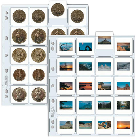 Print File Archival Storage Page for Slides, 35mm (2x2"), Holds 20 Slides, Top-Load, Extra Heavyweight (10-Mil), Clear Back (Hanger or Binder) - 100 Pack