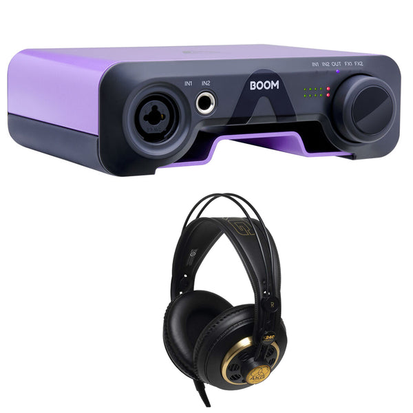 Apogee Electronics BOOM Desktop USB Type-C Audio Interface with Built-In Hardware DSP FX Bundle with AKG K240 Studio Pro Over-Ear Headphones