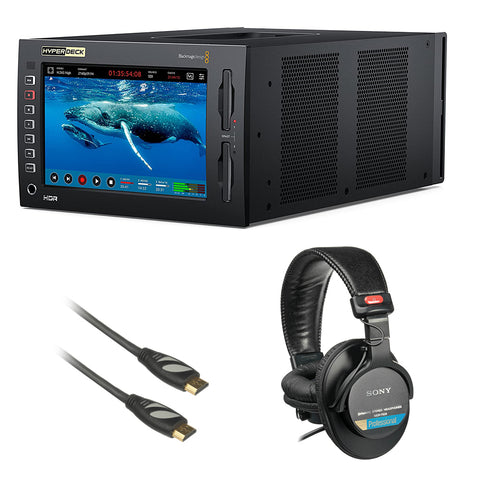 Blackmagic Design HyperDeck Extreme 4K HDR Bundle with MDR-7506 Headphones and Pearstone HDA-106 HDMI Cable