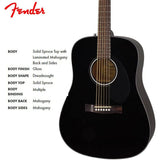 Fender CD-60S Dreadnought Acoustic Guitar, Walnut Fingerboard, Black