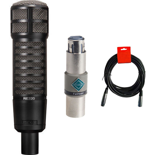 Electro-Voice RE320 Variable-D Dynamic Vocal & Instrument Microphone, Bundle with Triton Audio Fethead In-Line Microphone Preamp, and XLR-Cable